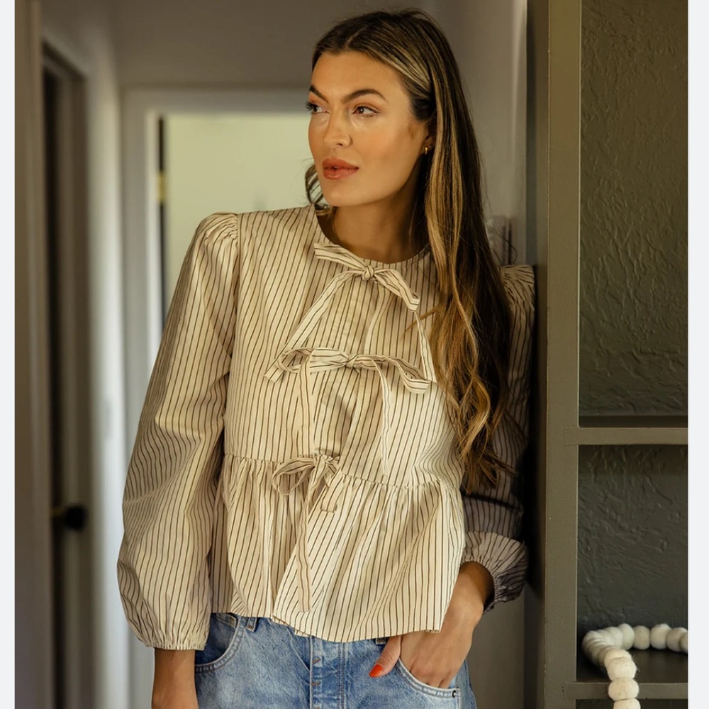 NWT | Roolee | Memory Lane | Striped Tie Blouse